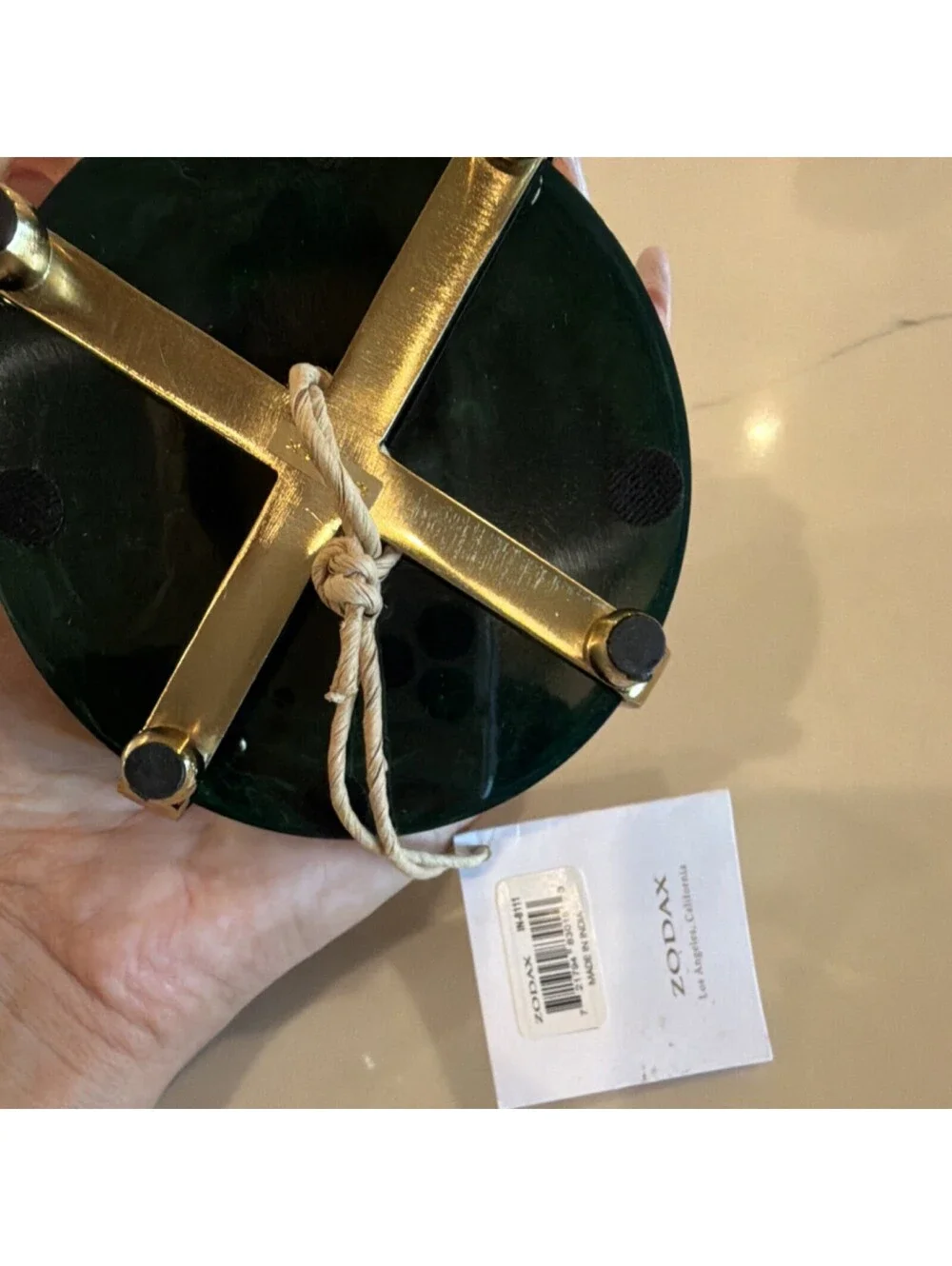 Zodax Green gold Marbled Coaster Set with Holder, 4 Piece REVOLVE MSRP $80